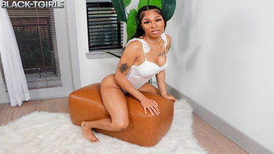 White lingerie scene with admirable hussy from Black TGirls
