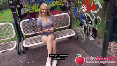 Lovely Arteya Dee and Berlin Banger's german outdoor video