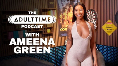 Podcast scene with winsome Ameena Green from Adult Time