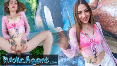 Public Agent featuring Melania Dark's tattooed women porn