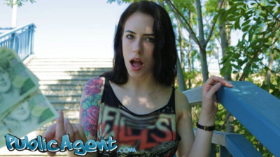 Tattoo trailer with tireless Anna De Ville from Public Agent